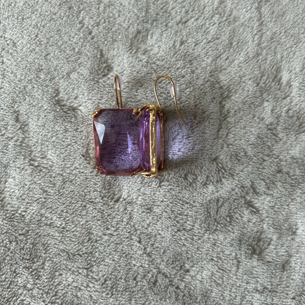 Elegant Purple and Gold Earrings - Picture 2 of 3